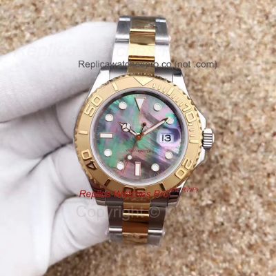 Copy Rolex Yacht-Master 2-Tone Gold Purple MOP Dial Watch